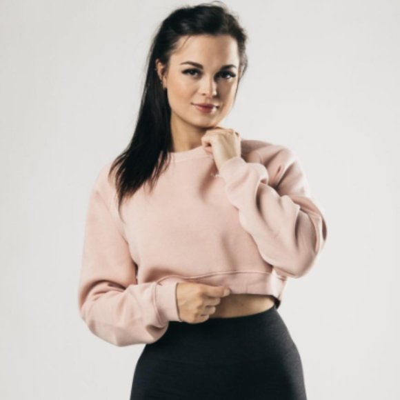 NWOT Alphalete Classic Crew Crop, Rose - Picture 1 of 3